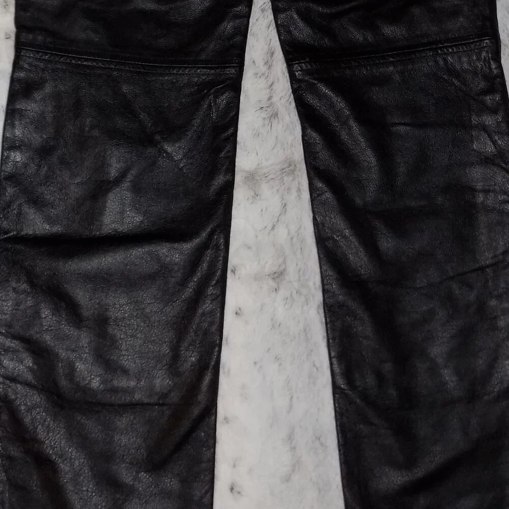 Tommy Hilfiger 100% Leather Straight Leg Pants - Black - Picture 8 of 14